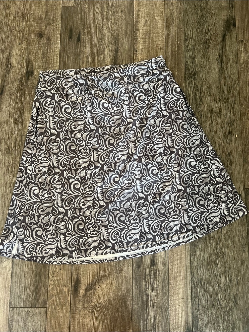 Patterned Black and White A-Line Skort